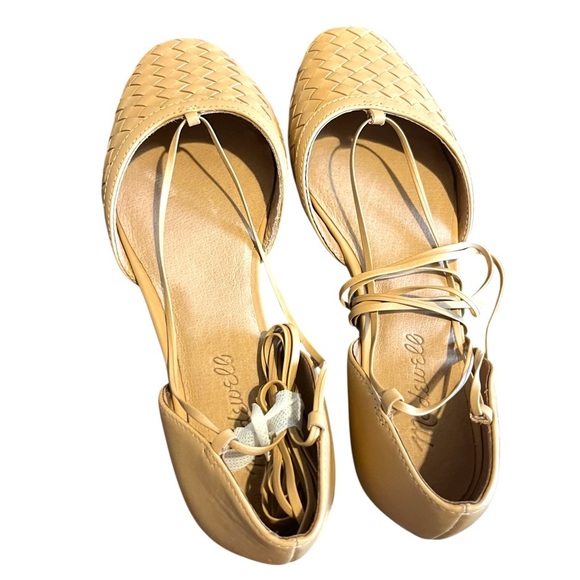 NWOT Madewell The Celina Lace-Up Flat in Woven Leather in Color Earthen Sand 7 - Picture 7 of 9